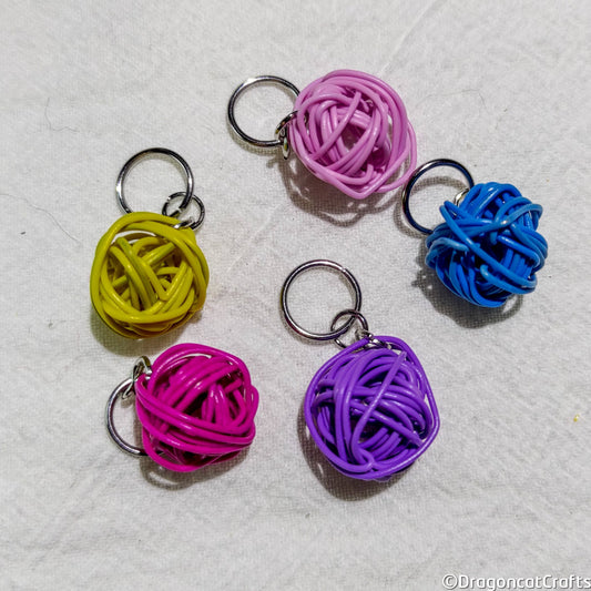 SALE! Pastel Coated Wire Yarn Ball Stitch Markers - 5 Medium