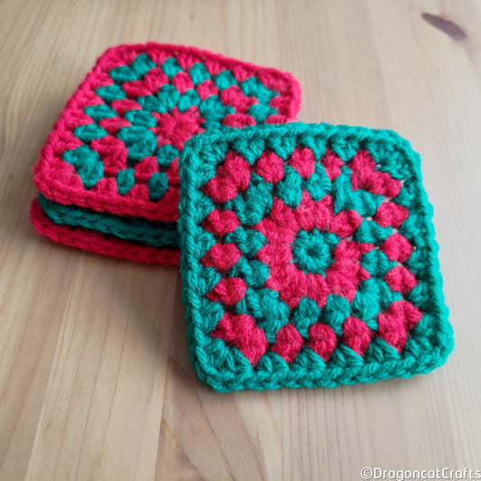Holiday Granny Square Coasters - Set of 4
