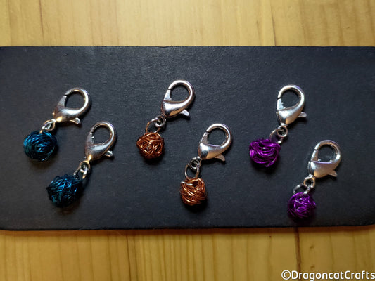 Wire Yarn Ball Stitch Markers - 3 Small