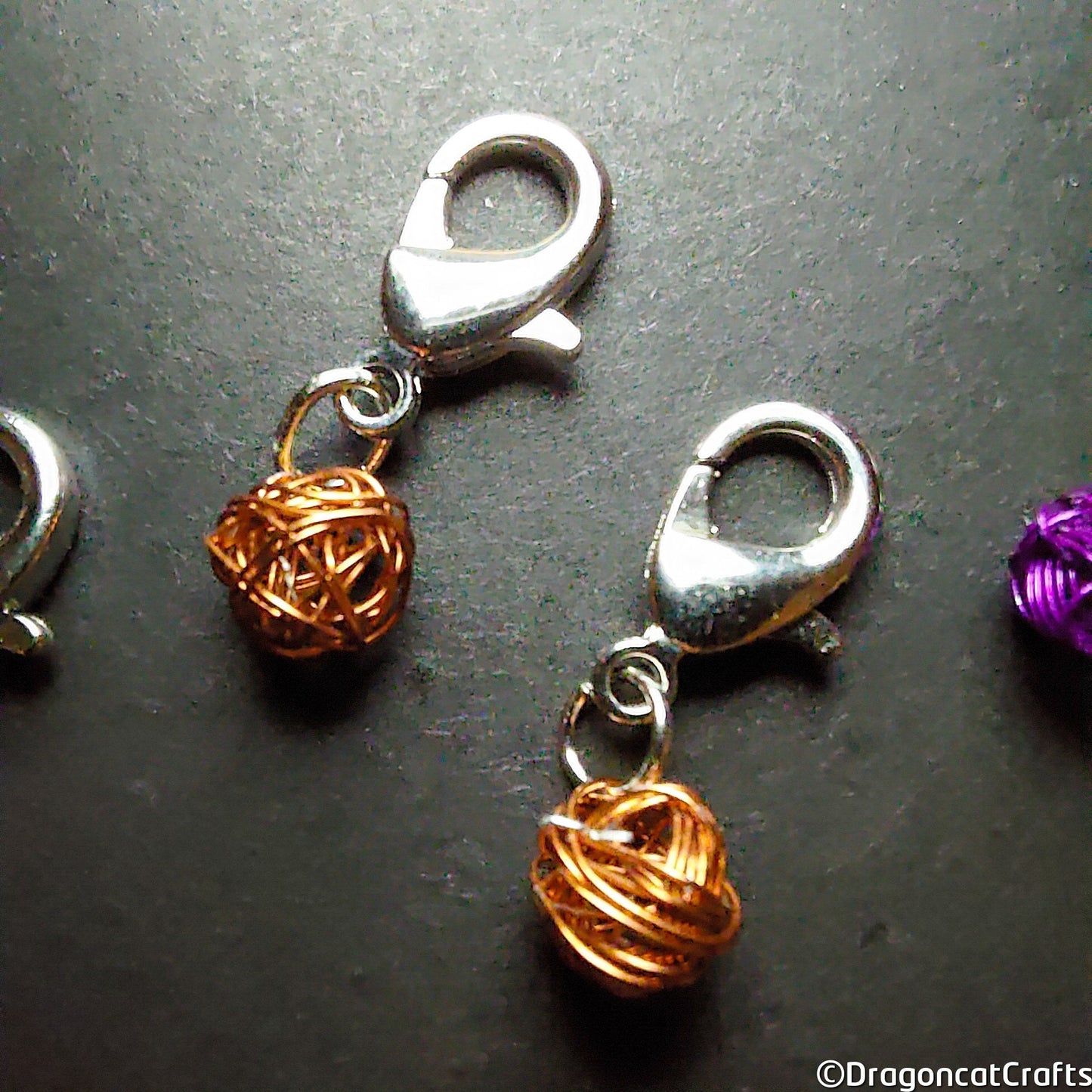 Wire Yarn Ball Stitch Markers - 3 Small