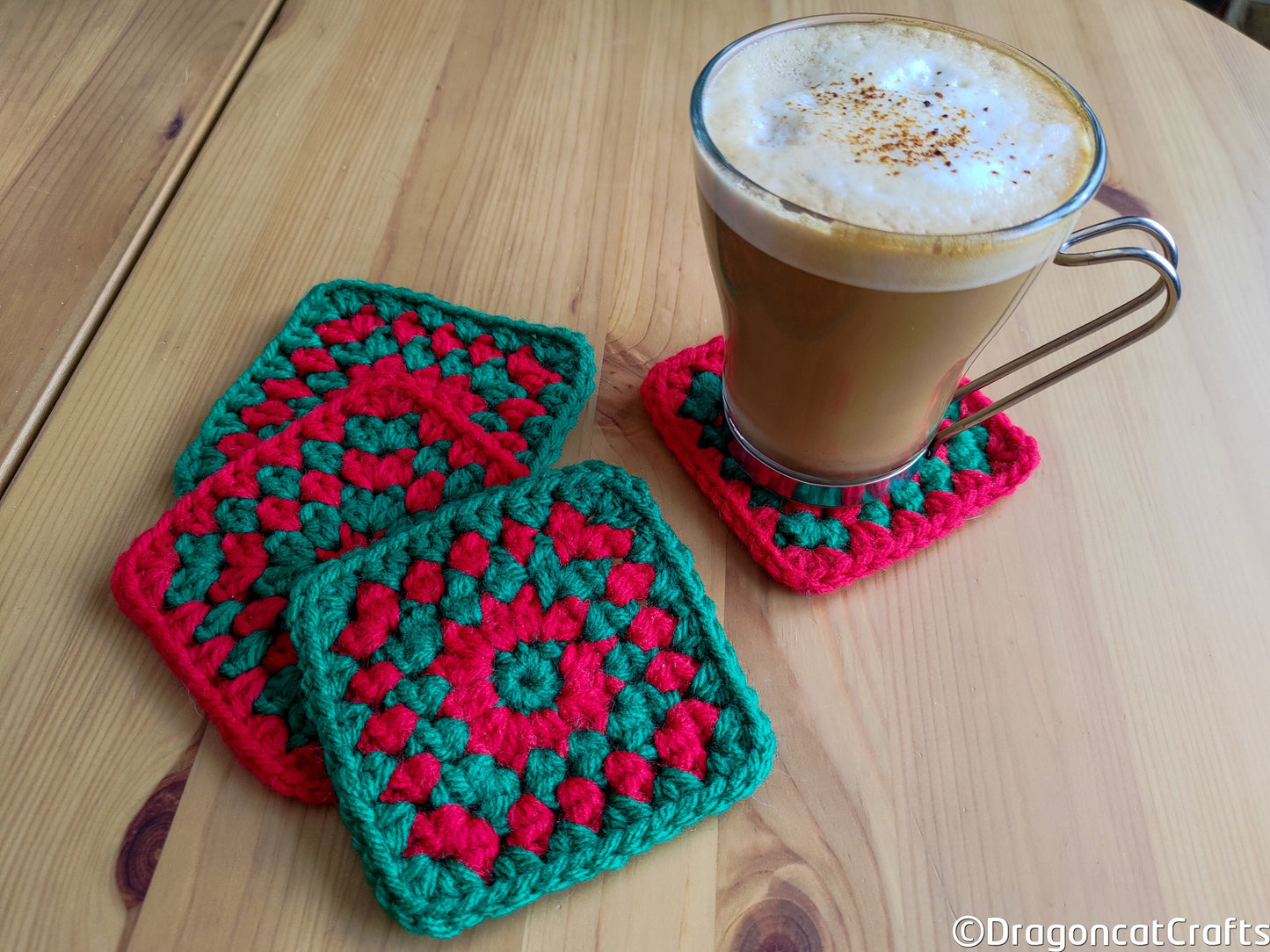 Holiday Granny Square Coasters - Set of 4