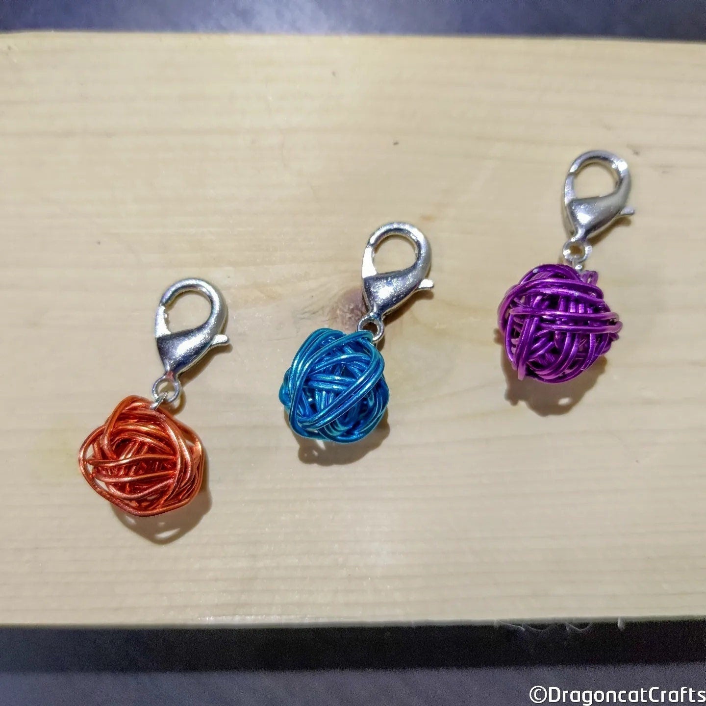 Wire Yarn Ball Stitch Markers - 3 Large