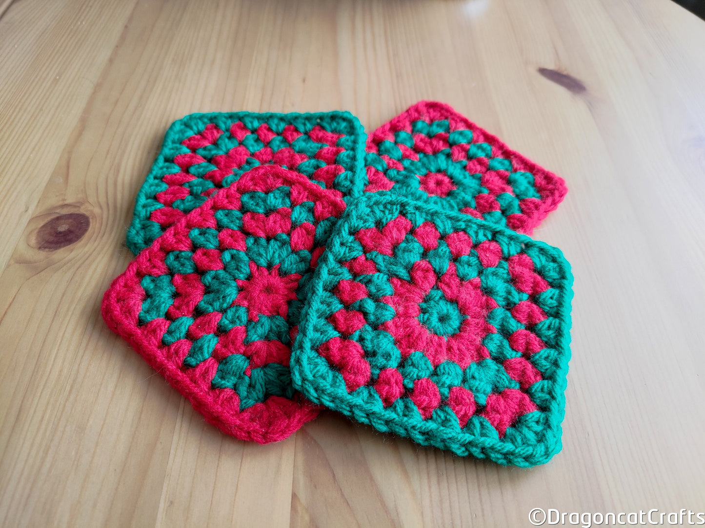 Holiday Granny Square Coasters - Set of 4