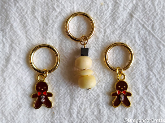 Gingerbread & Snowman Stitch Markers - Set of 3